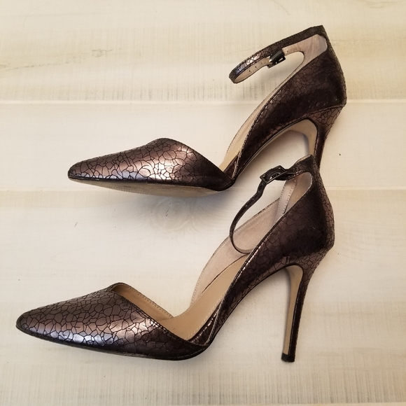 {10} Izabella Rue Nina Strap Heel Metallic Merlot Maroon Purple - Picture 6 of 12
